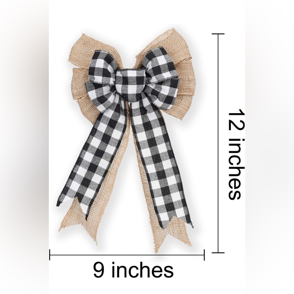 6 Pack Buffalo Plaid Burlap Christmas Wreath Bow